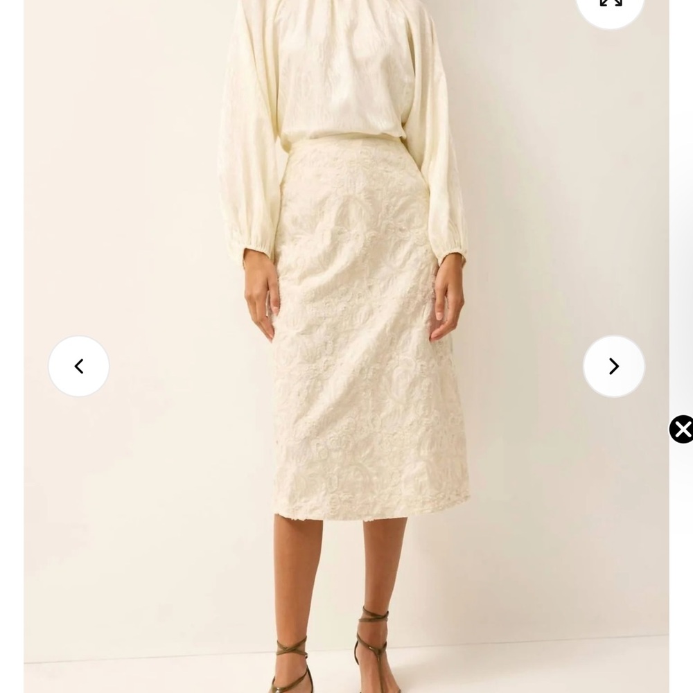 Marie Oliver Cream Benedette Midi Skirt